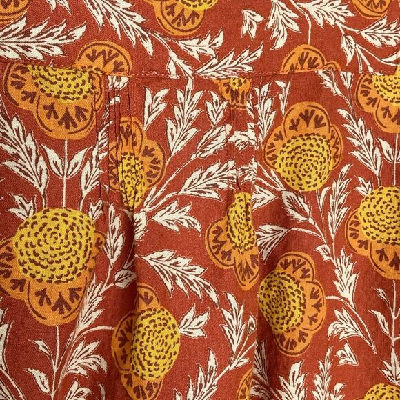 Rachel Zoe Orange Floral Peasant Top M - Picture 6 of 9